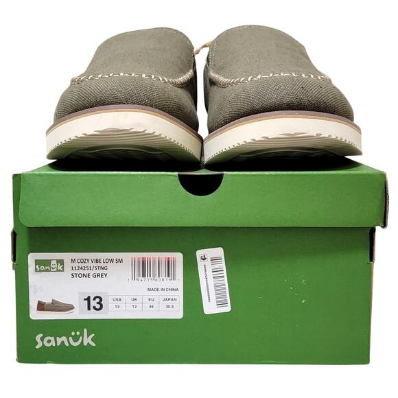 Sanuk Men Cozy Vibe Low SM Collapsible Heel Slippers Size US 13 Stone Grey Green - Picture 5 of 5
